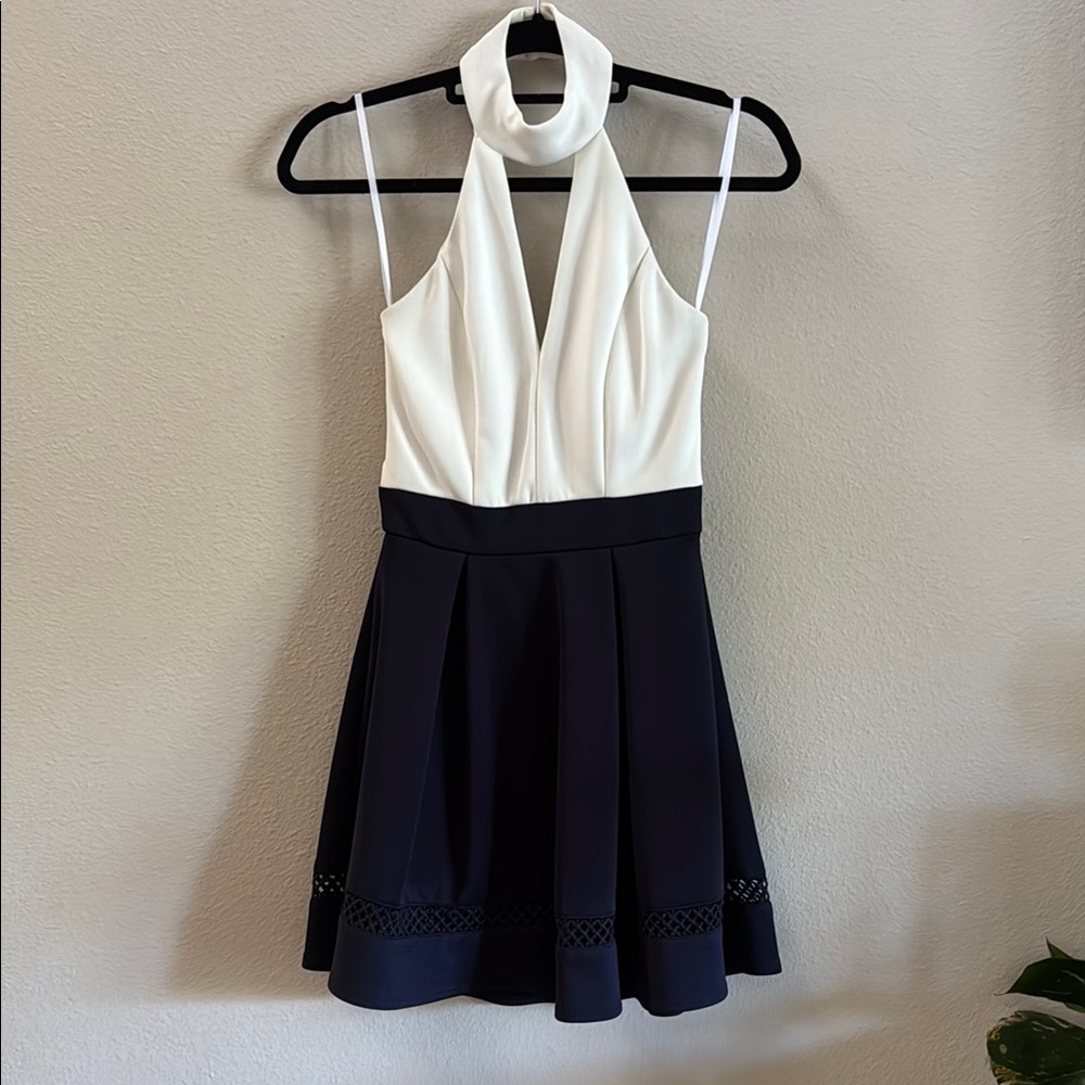 Elegant Black and White Halter Dress